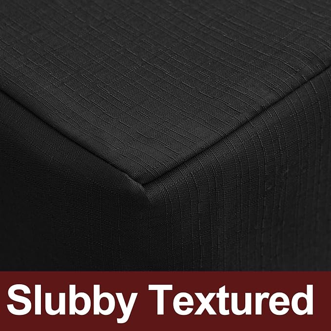 HolidayIdeas 2 Pack Fitted Table Covers Rectangle - 96 x 30 Inch - Black Linen Textured Tablecloths for 8 Foot Tables, Fabric Tableclothes for Party, Wedding, Trade Show