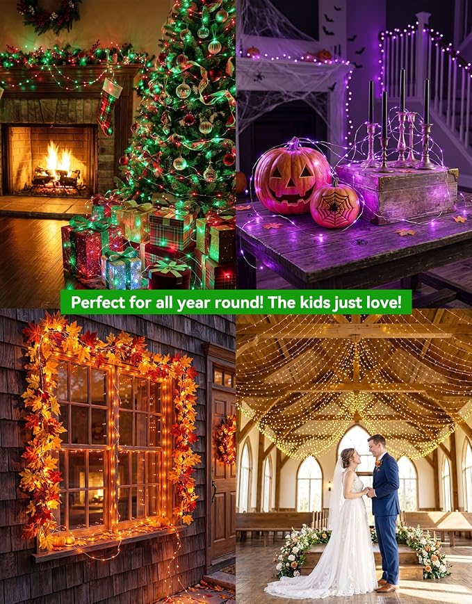 132FT Color Changing LED Fairy Lights Plug in with Remote - 400LED 35 Colors Waterproof Silver Wire Christmas String Lights Outdoor & Indoor for Party Trees Yard Decorations