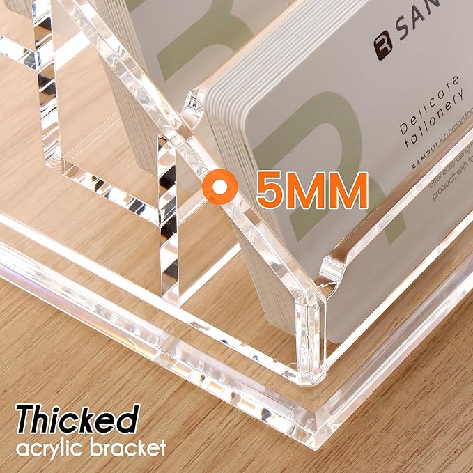 YUXUN Business Card Holder for Desk-4 Tier 4 Slot, Acrylic Business Cards Display Stand, Multiple Business Card Holder for Women Men, Desk Organiser Name Card Holders for Exhibition, Home, Office