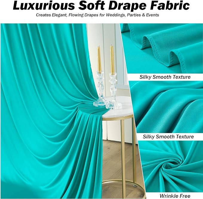 10ft×12ft Turquoise Backdrop Curtains for Wedding Parties, 2 Panels Wrinkle Free Polyester Photo Backdrop Drapes Back Drop Cloth for Birthday Photography Background
