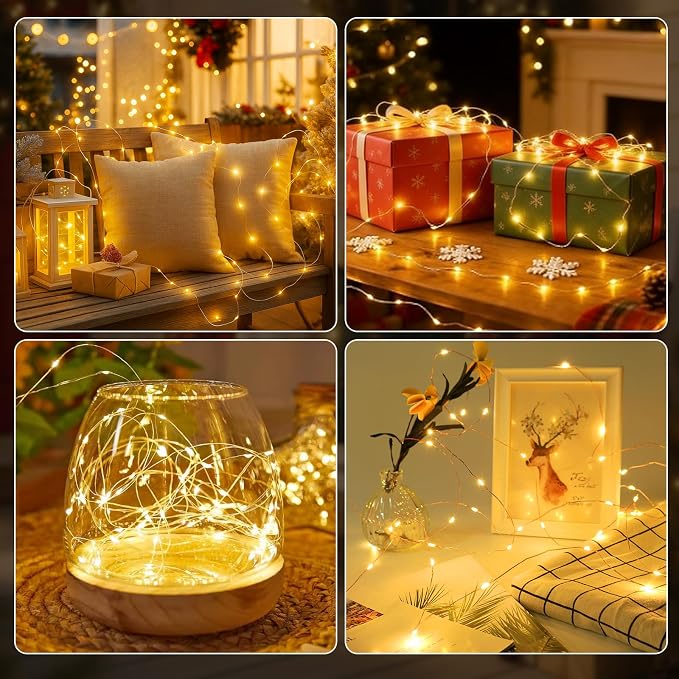 AIKEI 6 Pack LED Fairy Lights with Timer Battery Operated, Mini String Lights with Remote Waterproof 7ft 20 Led Firefly Starry Lighting for Wedding Party Bedroom Garden Christmas Decoration Warm White