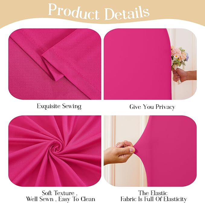 Hot Pink Arch Backdrop Cover for Wedding, 7.2FT 6FT Set of 2 Stretchy Spandex Fitted Arch Stand Cover for Baby Shower, Birthday Party Decor, Chiara Backdrop Cover with Double-Sided Design