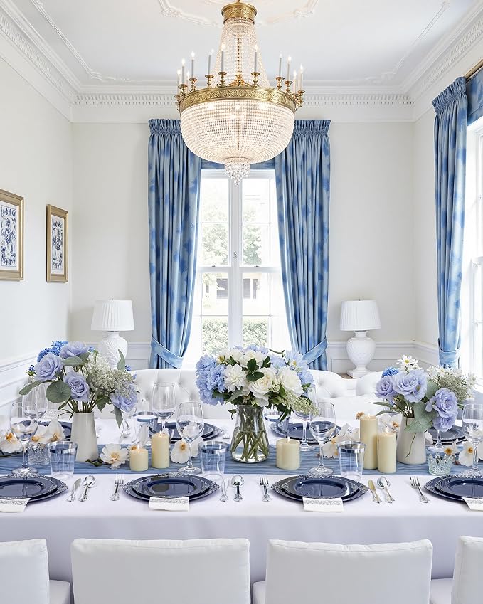 Hioasis 350pcs Blue and Silver Plates - Blue Party Plates for 50 Guest, Include 100 Heavy-duty Plates(20% Thicker Than Standard), 150 Cutlery Set, 50 Napkin, 50 Cups for 4th ofJuly