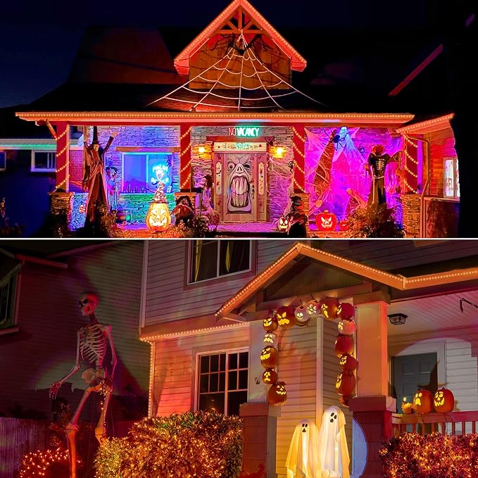 50ft LED Rope Lights Outdoor, 360 LED Connectable and Flexible Tube Lights with 8 Modes, Waterproof Indoor Outdoor LED Rope Lighting for Deck, Garden, Pool, Patio, Party, Holloween Decoration (Orange)