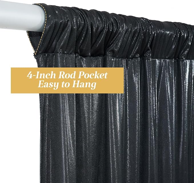 20×10FT Black Sequin Backdrop Curtains Wedding Backdrop Drapes Wrinkle-Free Thick Glitter Photo Background Fabric for Birthday Graduations Friendgiving Christmas Party Photography Stage Decor