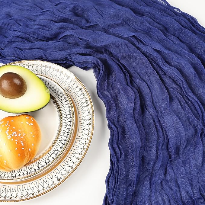 6 Pack 10FT Royal Blue Cheesecloth Table Runner 120 Inch Long Gauze Rustic Boho Spring Cheese Cloth Table Runner Sheer Fabric Decorations for Holiday Party Wedding Banquet Bridal Baby Shower Décor