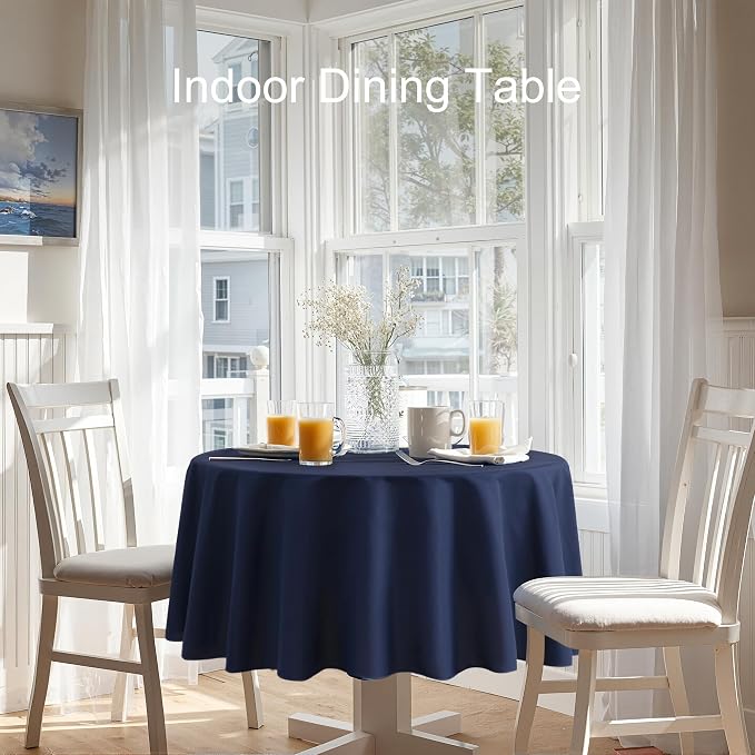 joybest 6 Pack Round Tablecloths - 60 Inches in Diameter Navy Blue Table Cloth Fit 20 to 42 Inches Tables, Washable Polyester Fabric Table Cover for Dining, Buffet Party, Wedding