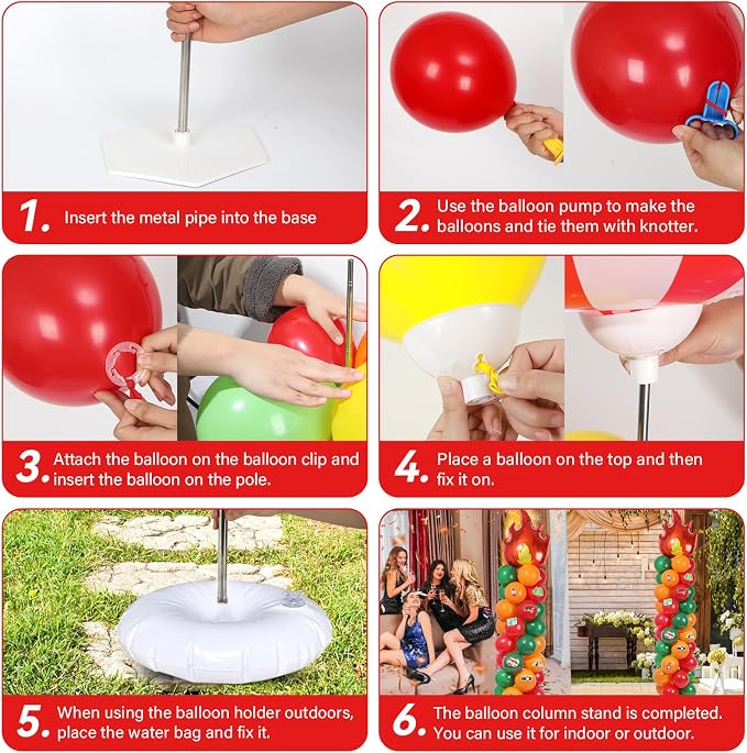2 Sets Vbs Camping Balloon Column Stand Kit With 102 Camping Balloons Campfire Foil 5.57ft Adjustable Balloon Tower Stand With Bases Adjustable Arch Column for 2026 School Camp Party Birthday Supplies