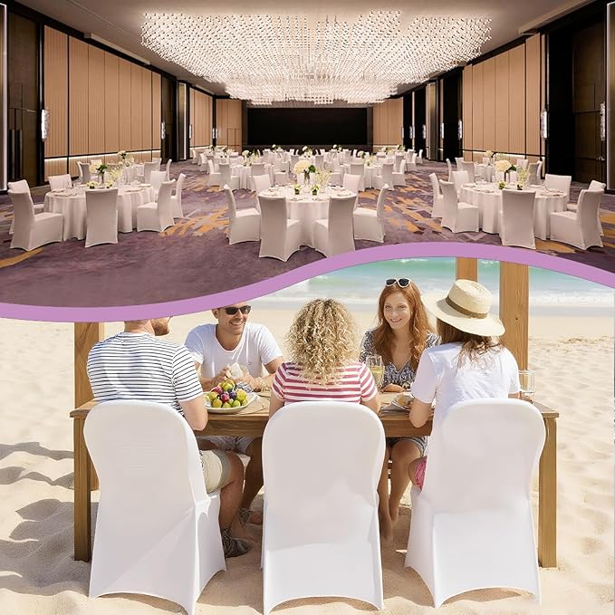 Stretch Spandex Folding Chair Covers 30 PCS, Machine Washable Durable White Chair Covers for Party, Wedding Event Dining Banquet Anti-Pilling Decorative Folding Chair Cover with Rip Resistance