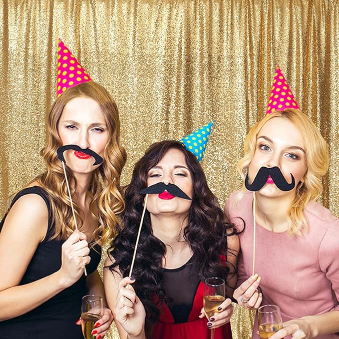 Poise3EHome Gold Sequin Backdrop, 20Ft x 10Ft Glitter Photography Background Curtains for Party Baby Shower Wedding Birthday Christmas Thanksgiving Halloween Decoration