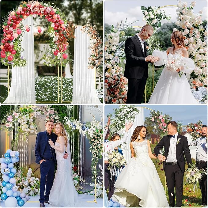 Metal Arch Backdrop Stand, 7.2FT+6FT Wedding Arch Frame, Balloon Arch Backdrop Stand Set of 2, Gold Wedding Arch Backdrop Stand for Wedding Birthday Party Baby Shower Graduation Ceremony Decor