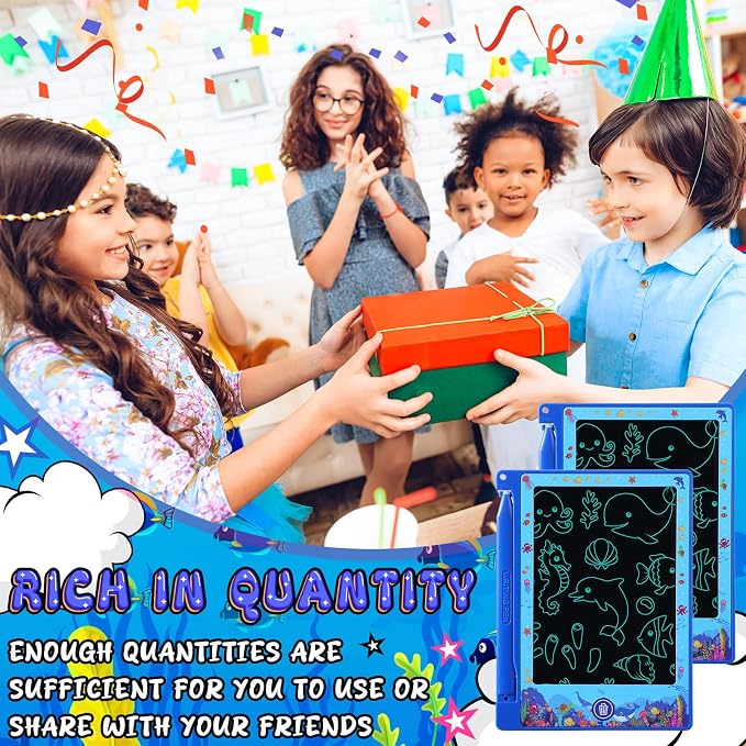 Nezyo 12 Pack Under the Sea Party Favors Lcd Writing Tablet for Kids 4.6 Inch Drawing Tablet Erasable Reusable Electronic Drawing Pads for Ocean Sea Birthday Party Favors Supplies Goodie Bags Stuffers