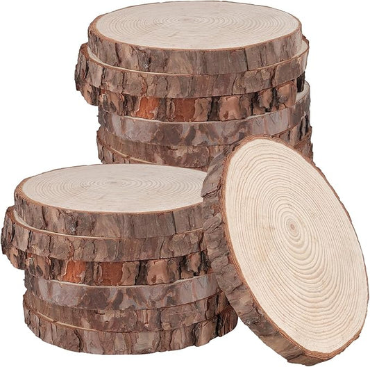 SHEUTSAN 16 PCS Wood Slice Rounds, 7-8 Inch Unfinished Wooden Discs Log for Crafts, DIY Project