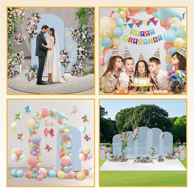 Metal Arch with Cover and Wedding Arch Set 6.6ft, Balloon Arch Stand and Arch Cover with 100 Party Multi-Colored Balloons for Birthday, Wedding Ceremony, Bridal Baby Shower, Graduations