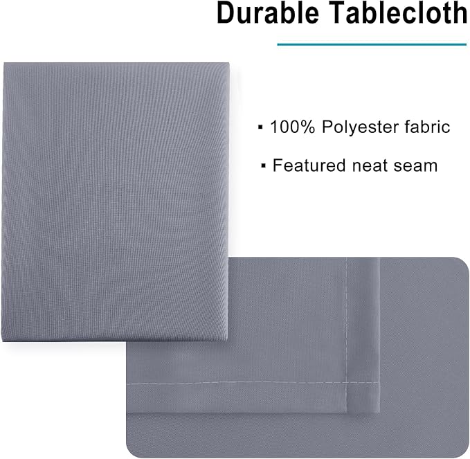 Hiasan Light Gray Rectangle Tablecloth - Waterproof Spillproof and Wrinkle Resistant Washable Polyester Table Cloth for Dining Party, 60 x 140 inch