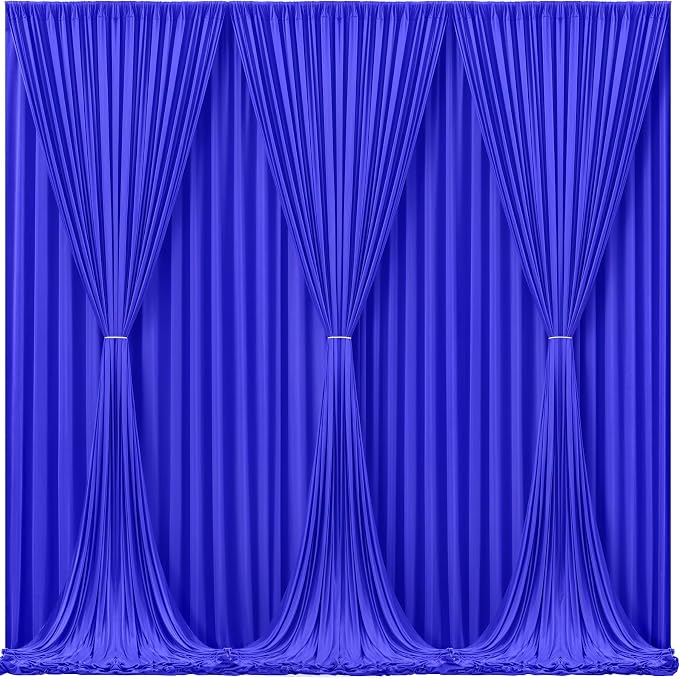 Wish Care Royal Blue Backdrop Curtains - 6 Panels, Wrinkle-Free, Polyester, Photography Drapes for Baby Shower, Birthday Party, Photo Background Backdrop Stand - 24 X 10FT (Royal Blue)