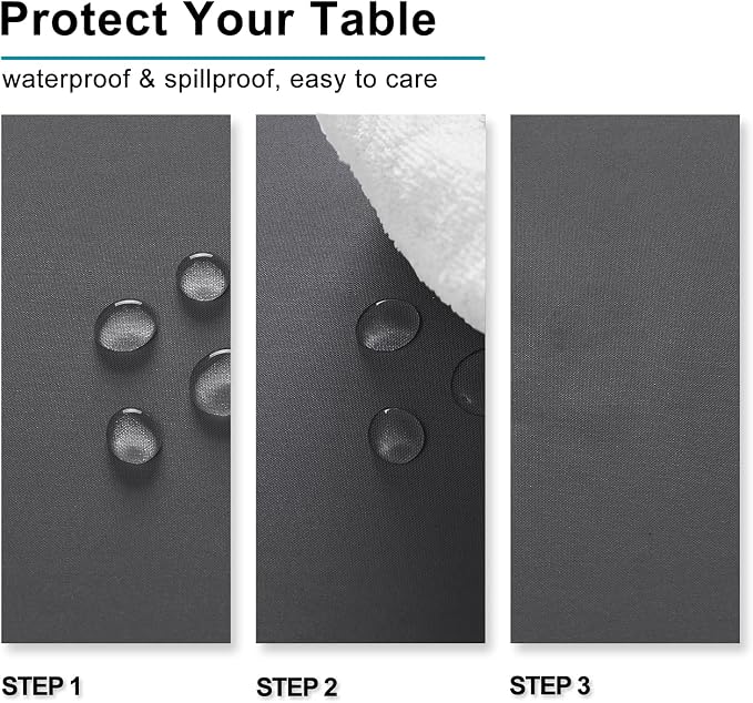 Hiasan Square Tablecloth - Waterproof and Spillproof Dining Room Washable Polyester Table Cloth for Dining Room, 54 x 54 Inch, Grey
