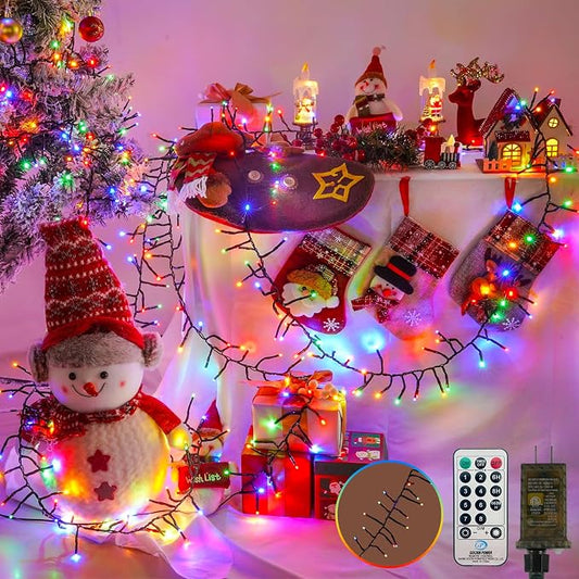 100FT 2000 LED Cluster Christmas Lights, Christmas Tree Lights Outdoor Indoor with 8 Modes & Timer & Remote, Firecrackers String Lights Waterproof for Garland Party Xmas Decorations, Multicolor