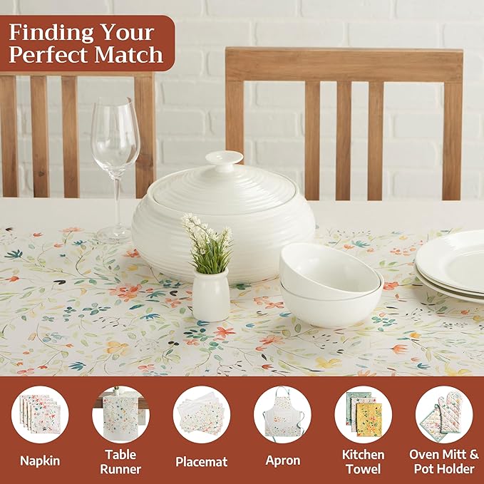 Maison d' Hermine Table Cloth Square Table 100% Cotton 60 x 60 Inches Tablecloth Reusable Decorative for Dining Kitchen Room Farmhouse Party Home Hotel Restaurant Spring Summer - Colmar