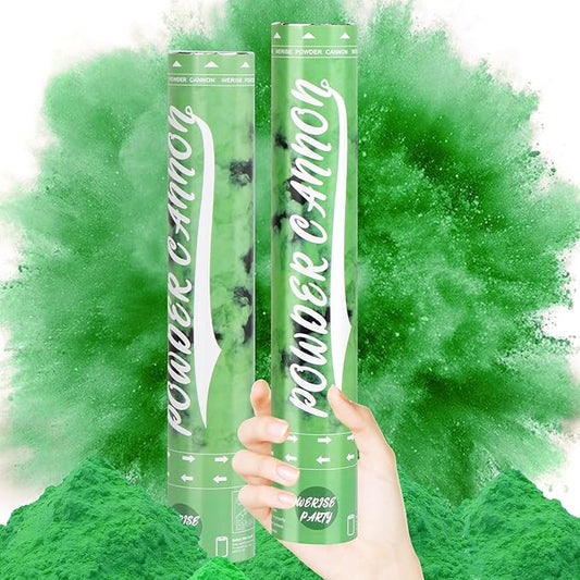 Green Powder Cannon Poppers, WERISE Party Biodegradable Smoke Poppers Cannon 12 Inch Powder Poppers for Graduation Birthday Party and Celebrations 2 Pack