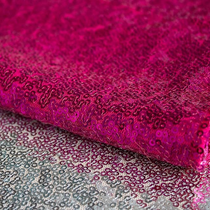 JYFLZQ Hot Pink Sequin Table Runner 12" x 72" Sparkly Fuchsia Metallic Table Runner Glitter Sequin Runner for Table Birthday Party Event Decorations