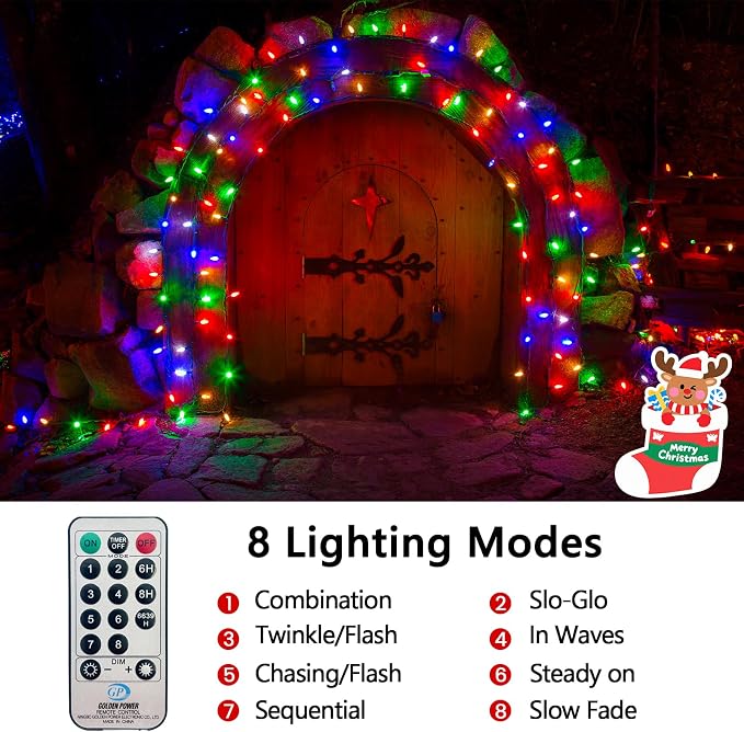 50FT 1000 LED Cluster Christmas Lights, Christmas Tree Lights Outdoor Indoor with 8 Modes & Timer & Remote, Firecrackers String Lights Waterproof for Garland Party Xmas Decorations, Multicolor