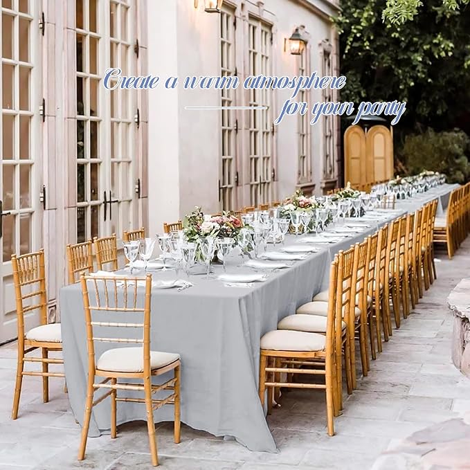 12 Pack Light Grey Tablecloths for Rectangle Tables 60 x 102 Inch Polyester Tablecloth 6 Foot Rectangle Table Cloth Washable Fabric Table Cover for Party Wedding Banquet Events