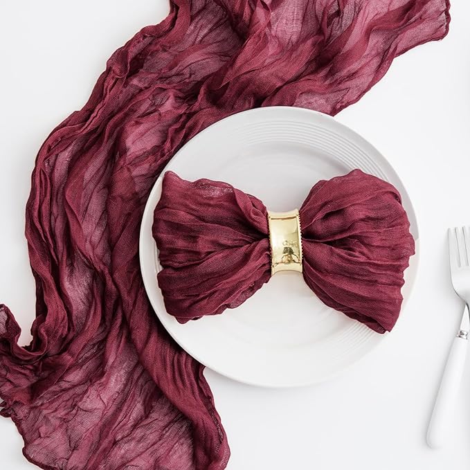 60 Pack Burgundy Cheesecloth Napkins Washable 21x21 Inches Burgundy Cloth Napkins Set of 60 Dinner Table Napkins for Wedding Bridal Baby Shower Rustic Boho Cotton Gauze Summer Party Table Decor