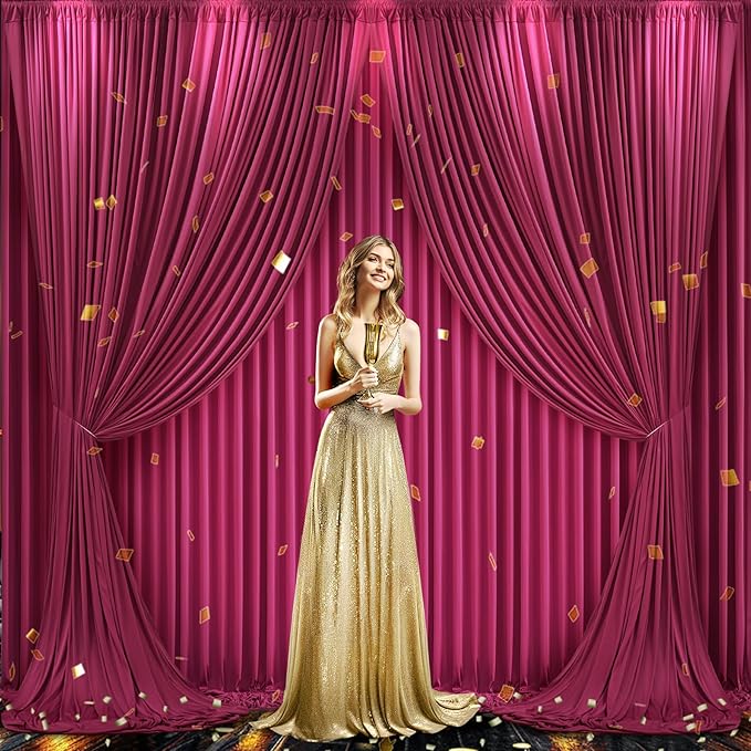 Burgundy Backdrop Curtain for Parties Wedding Wrinkle Free Maroon Photo Curtains Backdrop Drapes Fabric Decoration for Birthday Engagement Ceremony 5ft x 8ft,2 Panels