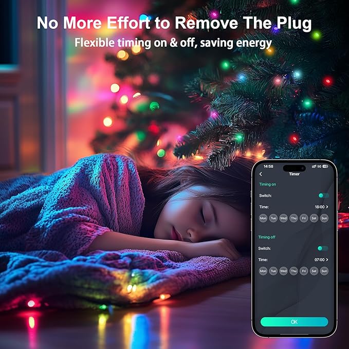 Super RGB Smart Fairy Lights 98.4Ft 300LEDs, Color Changing led String Lights with Remote & APP Control, DIY RGB-IC Dynamic Multicolor Twinkle Lights for Indoor Room Bedroom Birthday Party Decor