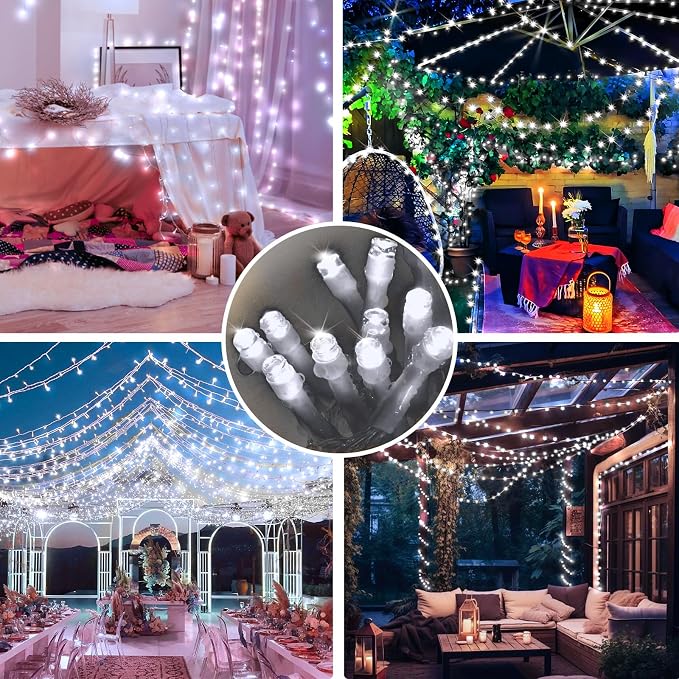 SAUIRS 403FT 1000 LED Christmas Lights Outdoor String Lights with 8 Modes Timer Waterproof Fairy Light Plug in for Outside Indoor Party Xmas Palm Tree Yard Wedding Decorations(Cool White)