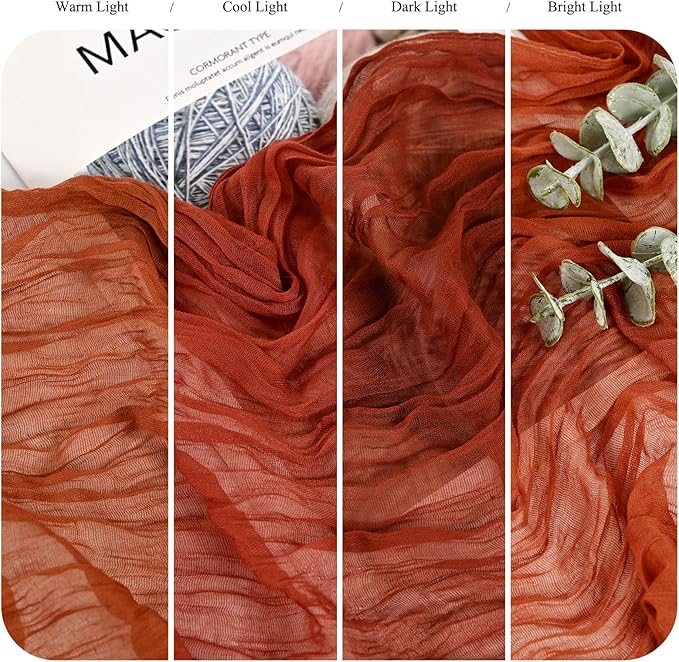 8 Pack Terracotta Cheesecloth Table Runner 10FT Boho Gauze Cheese Cloth Table Runner Rustic Sheer Fabric Table Runners for Wedding Bridal Shower Baby Shower Party(21.5×120 Inch)