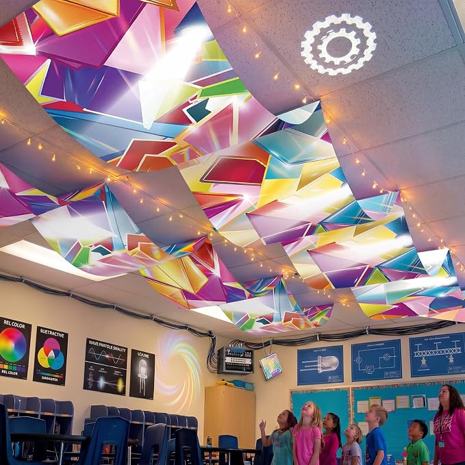 Feifeiya 3 Pcs 36 ft Illumination Station Ceiling Decorations 2026 Glow VBS Decorations Colorful Disco Party Decoration for Church Vacation Bible School Christian Party Decoration