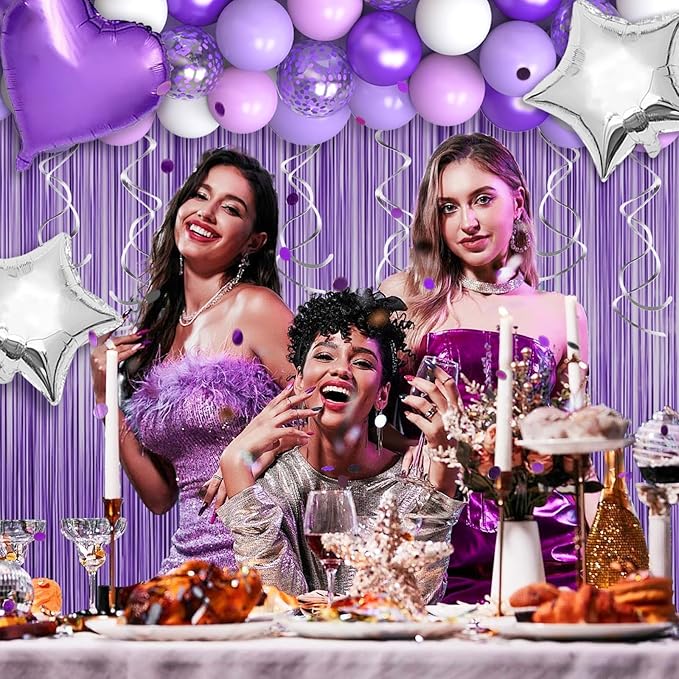30th Purple Birthday Decorations for Women, Purple Pink 30th Birthday Decorations Butterfly Theme Lavender Party Decor Set with Number Balloons, Banner, Sash, Butterfly Stickers