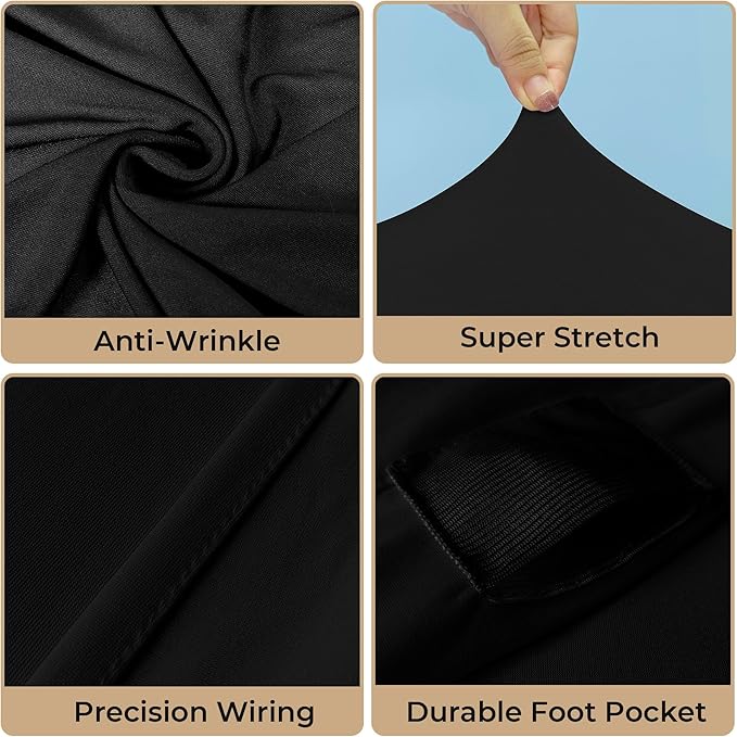 Black Chair Covers 10 pcs Stretch Spandex Chair Covers Universal Fitted Chair Cover Protector for Wedding,Party, Banquet, Holidays, Celebration, Decoration（Black, 10 PCS）