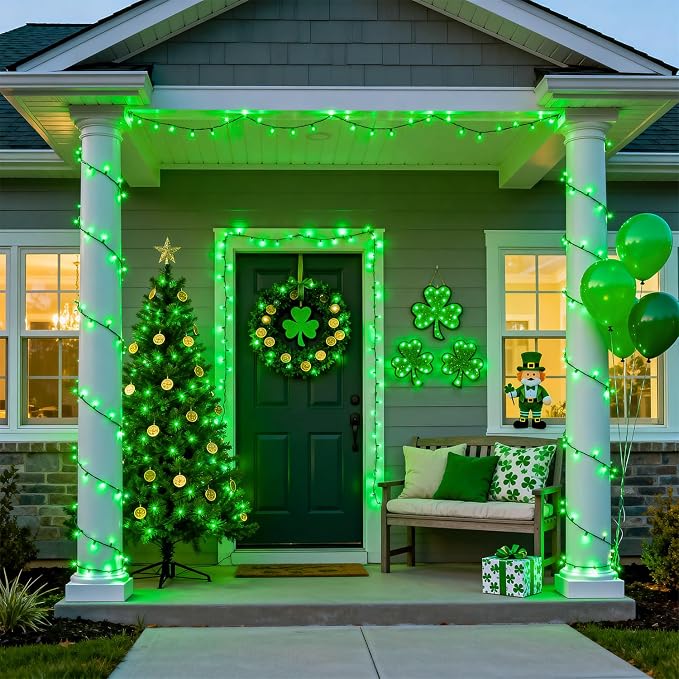 JMEXSUSS 250 LED Green String Lights - 91.5ft Christmas Lights Outdoor Waterproof, 8 Lighting Modes, Connectable Christmas Tree Light for Yard Patio Party Halloween Christmas Decorations (Pack of 2)