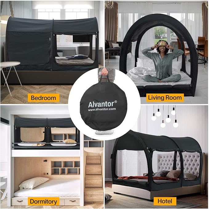 LEEDOR® Bed Tent Dream Tent Bed Canopy Shelter Cabin Sleeping Tent Indoor Pop Up Privacy Warm Breathable Mosquito Mesh Twin/Full/Queen for Kids and Adult (Mattress Not Included)