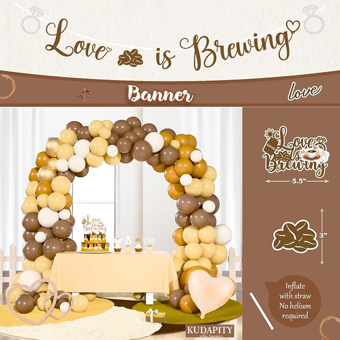 Coffee Bridal Shower Decorations, Loving is Brewing Coffee Themed Bridal Shower Decorations, Cafe Bar Theme Bachelorette Wedding Shower Supplies for Balloon Arch Banner Backdrop Bow for GIrls Women