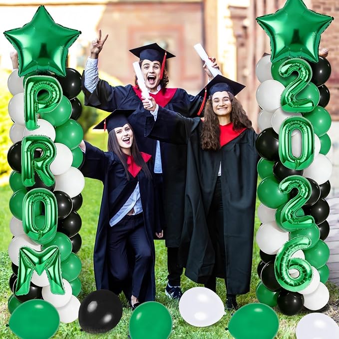 2 Set Green White Black Balloons Column Stand Kit Adjustable Tower Stand from 1.4 to 6.6 ft with Bases for Back to School Wedding Birthday Baby Shower Party