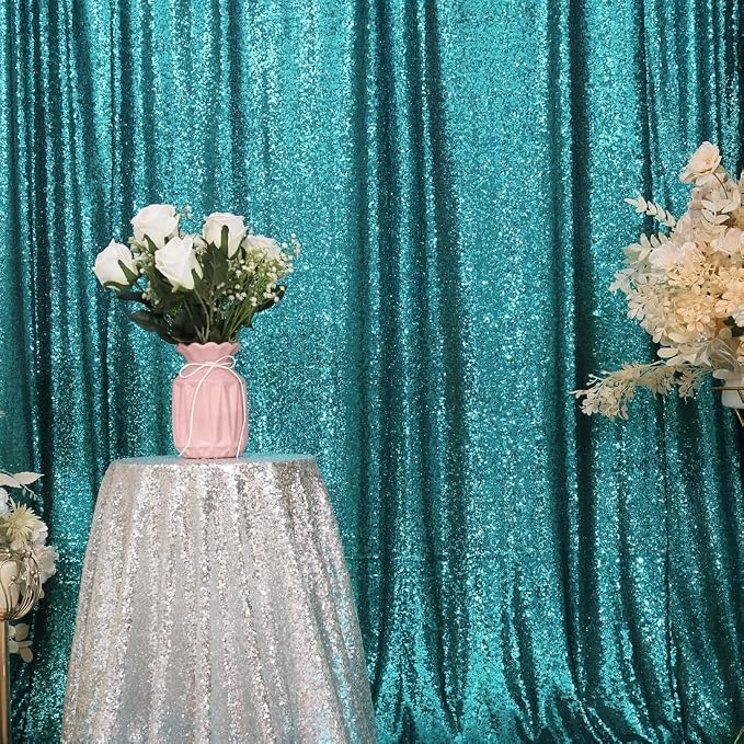 Eternal Beauty Teal Sequin Backdrop, 20x10 Ft Glitter Background Curtains for Shimmer Photography Party Wedding Birthday Back Drop Decor