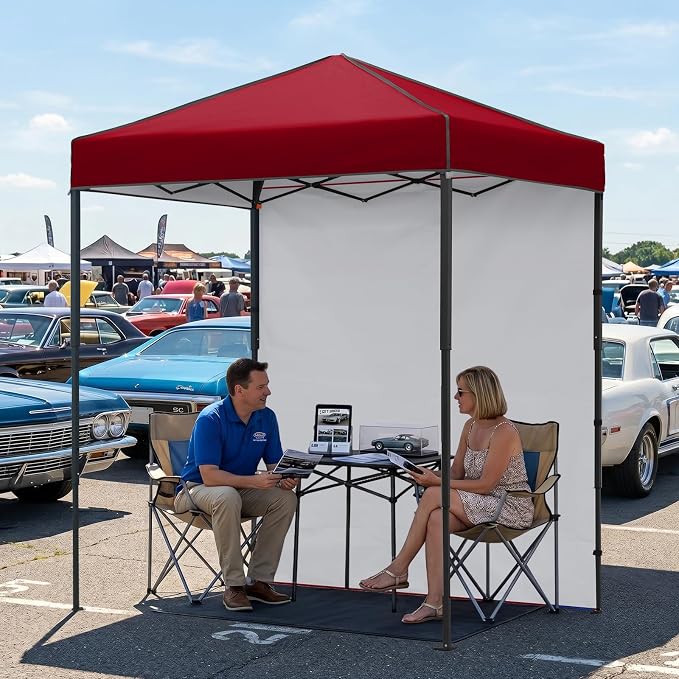 EAGLE PEAK 6x4 Instant Pop Up Canopy Tent with 1 Side Wall Panel, Straight Leg Sun Shelter, Portable Canopy with Carry Bag for Camping, Beach & Sports, Burgundy