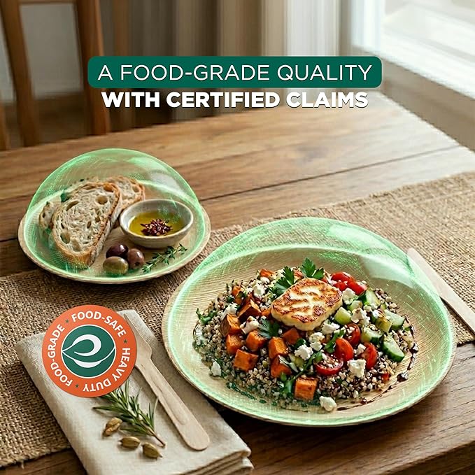ECO SOUL Palm Leaf Like Bamboo Plates Combo Pack, 6 & 10 Inch, 450 Pack, Party Plates Set Bamboo, Heavy Duty, Natural, Compostable, Biodegradable Disposable Wood Dinnerware Set for Appetizer & Dinner