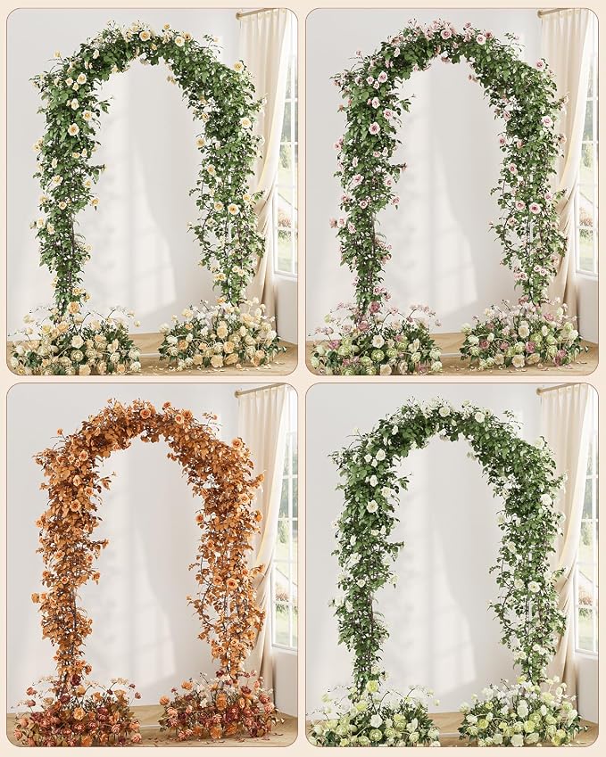 Wedding Arch, Metal Arch Backdrop Stand, Balloon Arch Stand Wedding Frame for Ceremony Decoration (White, 7.2FT, 6FT Arch Backdrop)