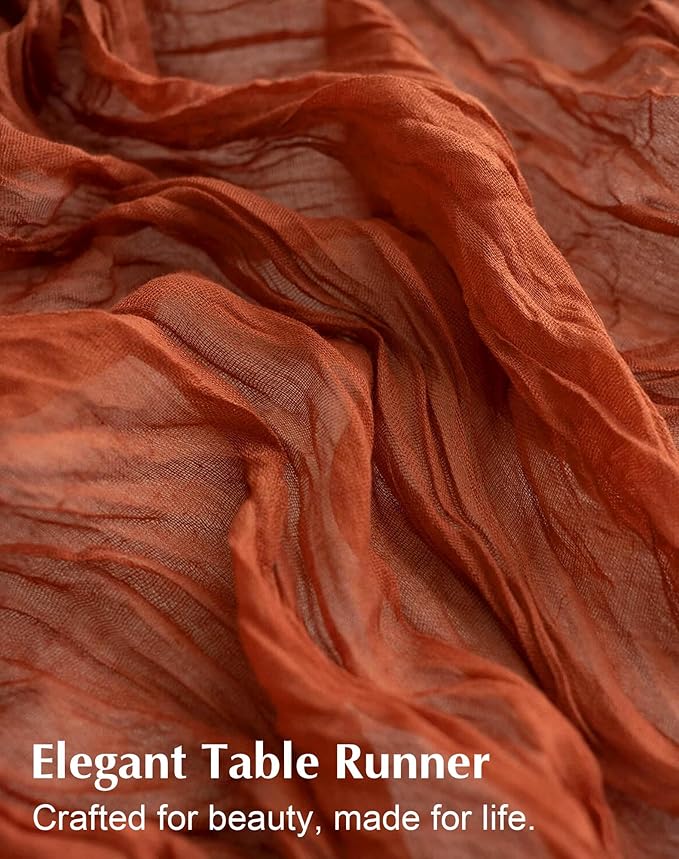 8 Pack Terracotta Cheesecloth Table Runner 21x120 Inch Gauze Table Runners Reusable Polyester 10ft Boho Rustic Cheese Cloth Table Runner for Wedding Party Baby Shower