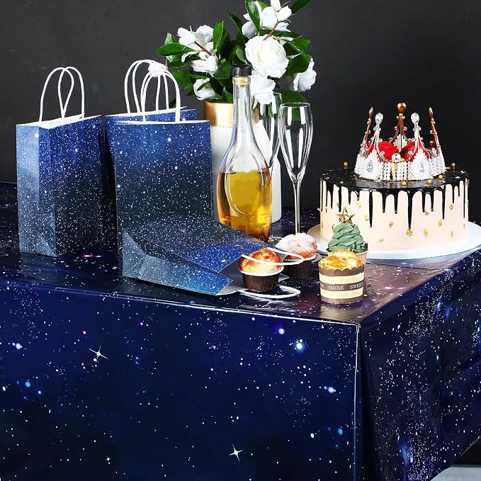Marspark 32 Pieces Galaxy Bags Starry Gift Goodie Pouch Space Party Favor Bags Galaxy Treat Candy Bag for Space Stars Themed Birthday Decorations Supplies
