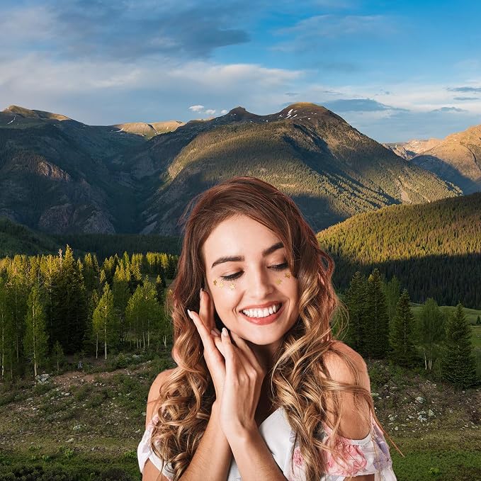 Mountain Forests Backdrop Snow-Capped Green Meadows and Trees Photography Background Sunset Alpine Scene Mountains View Natural Landscape Background Outdoor Birthday Portrait Backdrop Props 5x4ft