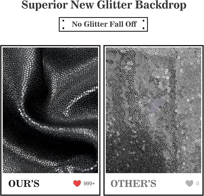 Outpain Thick 10 ft x 10 ft Black Sequin Backdrop Curtain for Parties, Wrinkle Free Glitter Photo Backdrop Drapes 2 Panels 5x10ft Black Back Drop Cloth for Wedding Christmas Photography Background