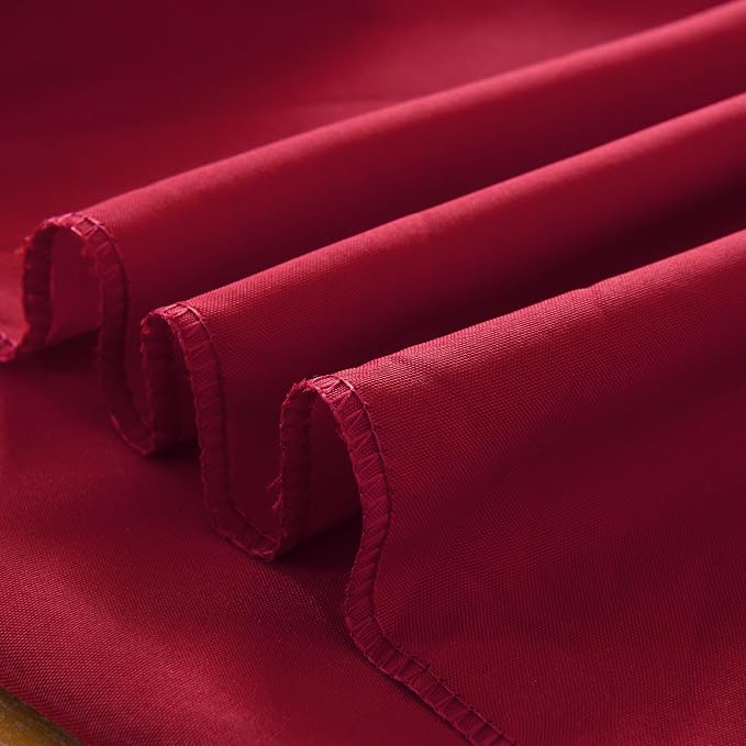 6-Pack Round 108-inch Burgundy Table Cloths, Solid Stain and Wrinkle Resistant Circular Tablecloth, Premium Plain Weave Polyester Fabric Table Linen Covers for Hotel, Banquet