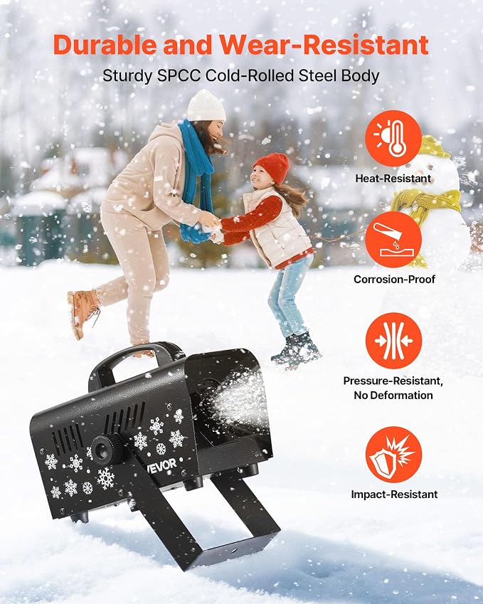 VEVOR Snow Machine, 800W Handheld/Hanging Snow Maker, Portable Wireless Remote Snowmaking machine with 1L Tank & Handle, Outdoor & Indoor Snowflake Maker for Christmas Party Stage Effect