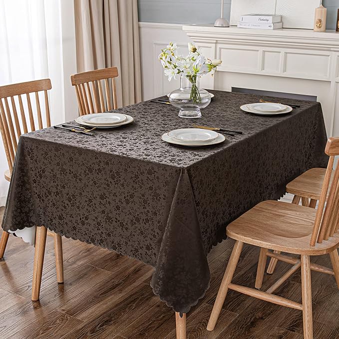 Smiry Rectangle Table Cloth, Waterproof Heavy Duty Vinyl Tablecloths, Wipeable Washable Table Cover for Kitchen and Dining Room (Coffee, 54" X 78")